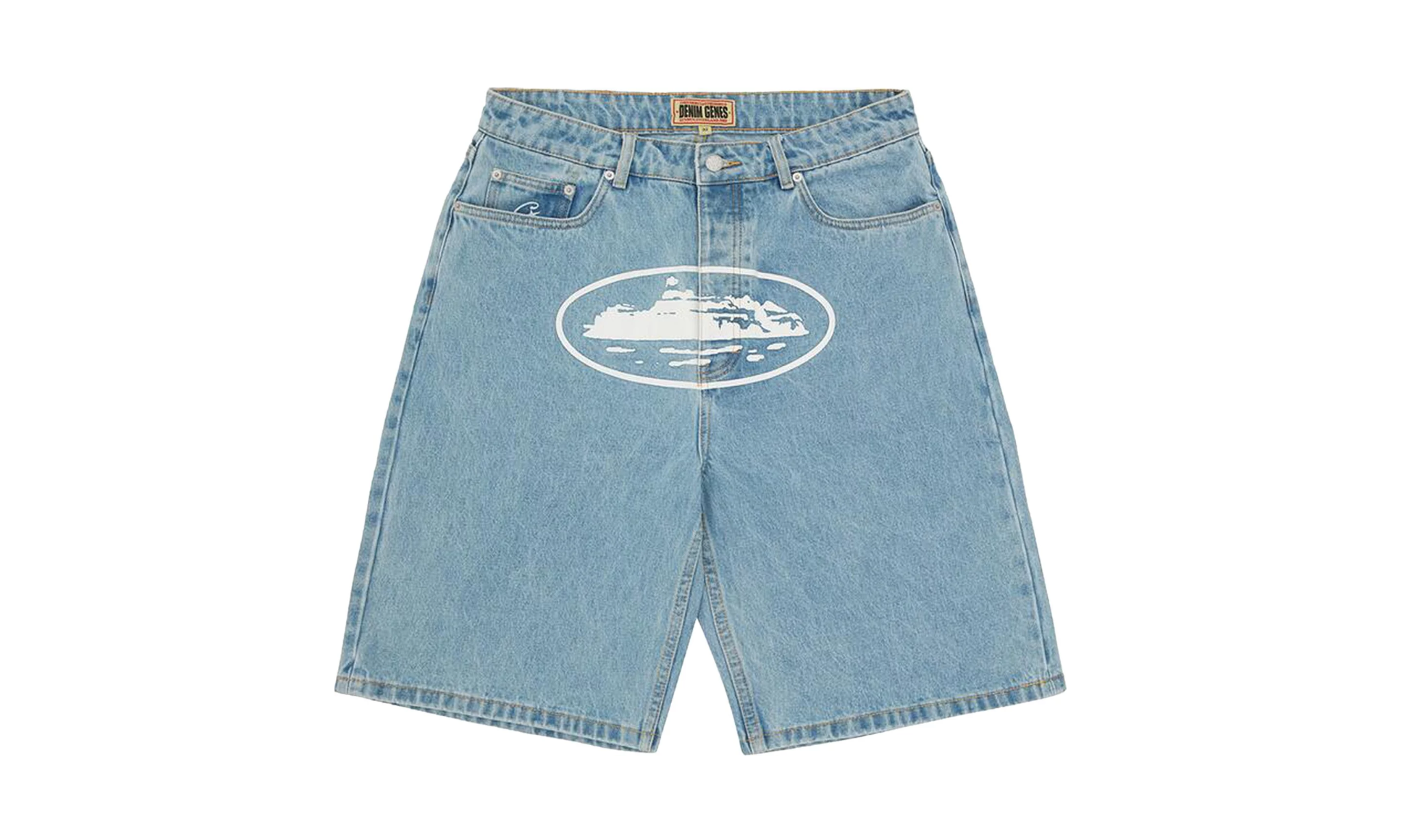 Corteiz Alcatraz Baggy Shorts - Washed Blue